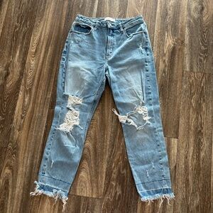 Abercrombie & Fitch High Rise Distressed Mom Jeans